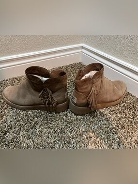 UGG Tan Suede Fringe Ankle Boots